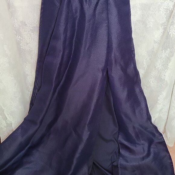 Aidan Mattox Twilight Blue Long Evening Gown Halter Maxi Dress, Size 0, NWT - Picture 8 of 14